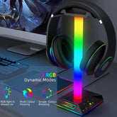 RGB Headset Stand, Gaming Headphone Stand with 2 USB Charging Ports,10 Light Modes Headset Holder PC Gaming Accessories, Suitable for All Earphone Accessories, Gift for Boys Men Gamers
